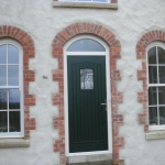 Loughbrickland Rd Banbridge Green T&G composite door with TG45 glass and arch sliding sash windows.